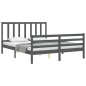 vidaXL Giroletto con Testiera Grigio 5FT King Size in Legno Massello vidaXL Giroletto con Testiera Grigio 5FT King Size in Legno Massello
