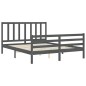 vidaXL Giroletto con Testiera Grigio 5FT King Size in Legno Massello vidaXL Giroletto con Testiera Grigio 5FT King Size in Legno Massello