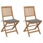 Sedie da Giardino Pieghevoli 2 pz con Cuscini Massello Acacia Sedie da Giardino Pieghevoli 2 pz con Cuscini Massello Acacia