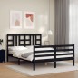 vidaXL Giroletto con Testiera Nero 140x190 cm in Legno Massello vidaXL Giroletto con Testiera Nero 140x190 cm in Legno Massello