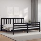 vidaXL Giroletto con Testiera Nero 200x200 cm in Legno Massello vidaXL Giroletto con Testiera Nero 200x200 cm in Legno Massello