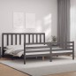 vidaXL Giroletto con Testiera Grigio 200x200 cm in Legno Massello vidaXL Giroletto con Testiera Grigio 200x200 cm in Legno Massello