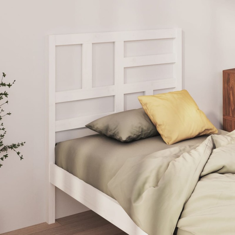 Testiera per Letto Bianca 96x4x104 cm in Legno Massello di Pino Testiera per Letto Bianca 96x4x104 cm in Legno Massello di Pino