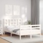 vidaXL Giroletto con Testiera Bianco 120x200 cm in Legno Massello