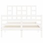 vidaXL Giroletto con Testiera Bianco 120x200 cm in Legno Massello