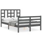 vidaXL Giroletto con Testiera Grigio 4FT Small Double Legno Massello vidaXL Giroletto con Testiera Grigio 4FT Small Double Legno Massello