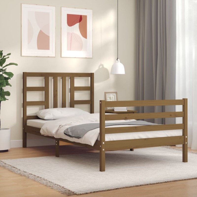 vidaXL Giroletto con Testiera Miele 100x200 cm in Legno Massello vidaXL Giroletto con Testiera Miele 100x200 cm in Legno Massello