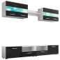 Set Parete Attrezzata Porta TV con Luci LED 5 pz Nero Lucido Set Parete Attrezzata Porta TV con Luci LED 5 pz Nero Lucido
