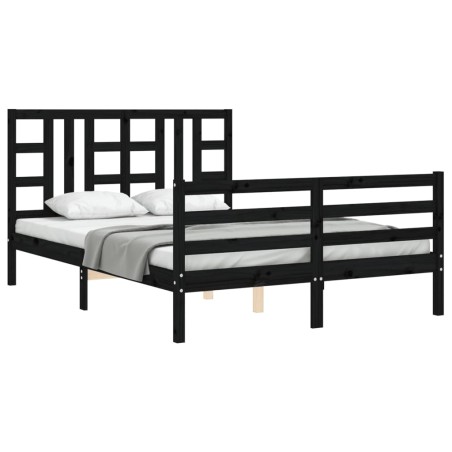 vidaXL Giroletto con Testiera Nero 140x200 cm in Legno Massello