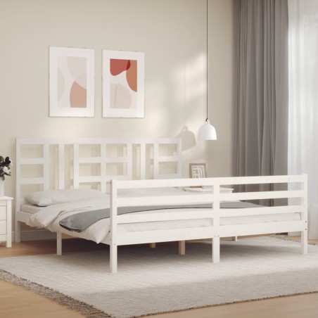 vidaXL Giroletto con Testiera Bianco 6FT Super King in Legno Massello