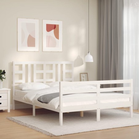 vidaXL Giroletto con Testiera Bianco 160x200 cm Legno Massello