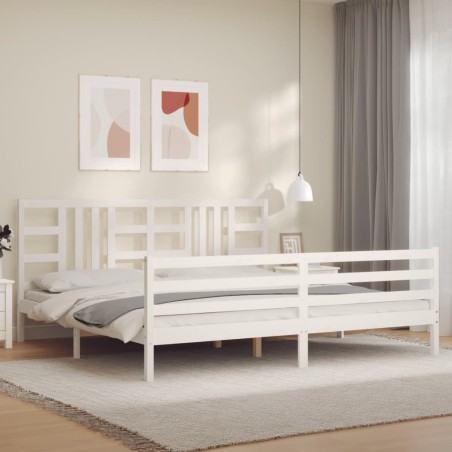 vidaXL Giroletto con Testiera Bianco 200x200 cm in Legno Massello