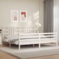 vidaXL Giroletto con Testiera Bianco 200x200 cm in Legno Massello vidaXL Giroletto con Testiera Bianco 200x200 cm in Legno Massello