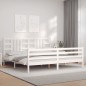 vidaXL Giroletto con Testiera Bianco 200x200 cm in Legno Massello vidaXL Giroletto con Testiera Bianco 200x200 cm in Legno Massello