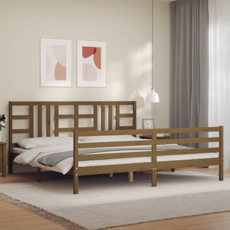 vidaXL Giroletto con Testiera Miele 200x200 cm in Legno Massello