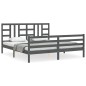 vidaXL Giroletto con Testiera Grigio 6FT Super King in Legno Massello