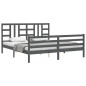 vidaXL Giroletto con Testiera Grigio 6FT Super King in Legno Massello