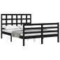 vidaXL Giroletto con Testiera Nero 140x190 cm in Legno Massello vidaXL Giroletto con Testiera Nero 140x190 cm in Legno Massello
