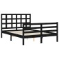 vidaXL Giroletto con Testiera Nero 140x190 cm in Legno Massello vidaXL Giroletto con Testiera Nero 140x190 cm in Legno Massello