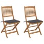 Sedie da Giardino Pieghevoli 2 pz con Cuscini Massello Acacia Sedie da Giardino Pieghevoli 2 pz con Cuscini Massello Acacia