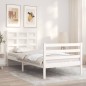 vidaXL Giroletto con Testiera Bianco 100x200 cm in Legno Massello vidaXL Giroletto con Testiera Bianco 100x200 cm in Legno Massello