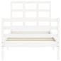 vidaXL Giroletto con Testiera Bianco 100x200 cm in Legno Massello vidaXL Giroletto con Testiera Bianco 100x200 cm in Legno Massello