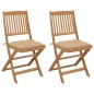 Sedie da Giardino Pieghevoli 2 pz con Cuscini Massello Acacia Sedie da Giardino Pieghevoli 2 pz con Cuscini Massello Acacia