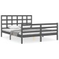 vidaXL Giroletto con Testiera Grigio 5FT King Size in Legno Massello vidaXL Giroletto con Testiera Grigio 5FT King Size in Legno Massello