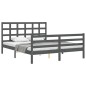 vidaXL Giroletto con Testiera Grigio 5FT King Size in Legno Massello vidaXL Giroletto con Testiera Grigio 5FT King Size in Legno Massello
