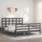 vidaXL Giroletto con Testiera Grigio 5FT King Size in Legno Massello vidaXL Giroletto con Testiera Grigio 5FT King Size in Legno Massello
