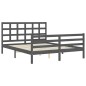 vidaXL Giroletto con Testiera Grigio 5FT King Size in Legno Massello vidaXL Giroletto con Testiera Grigio 5FT King Size in Legno Massello