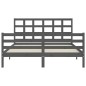 vidaXL Giroletto con Testiera Grigio 5FT King Size in Legno Massello vidaXL Giroletto con Testiera Grigio 5FT King Size in Legno Massello