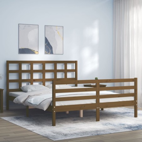 vidaXL Giroletto con Testiera Miele 5FT King Size in Legno Massello