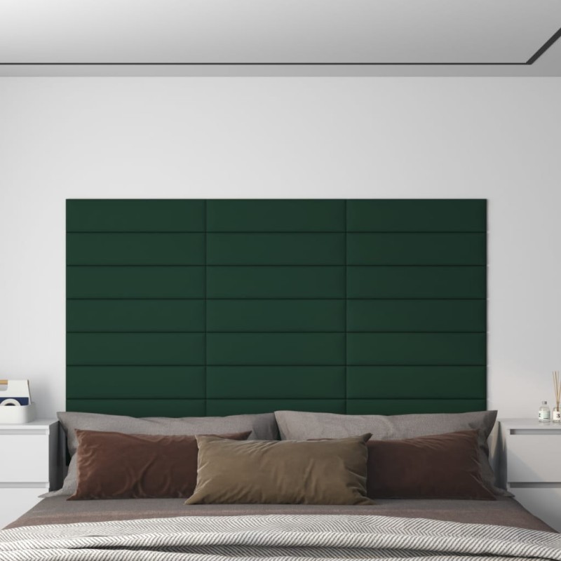 Pannelli Murali 12 pz Verde Scuro 60x15 cm Tessuto 1,08 m² Pannelli Murali 12 pz Verde Scuro 60x15 cm Tessuto 1,08 m²
