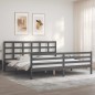 vidaXL Giroletto con Testiera Grigio 6FT Super King in Legno Massello