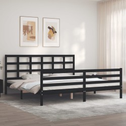 vidaXL Giroletto con Testiera Nero 6FT Super King in Legno Massello