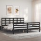 vidaXL Giroletto con Testiera Nero 6FT Super King in Legno Massello vidaXL Giroletto con Testiera Nero 6FT Super King in Legno Massello