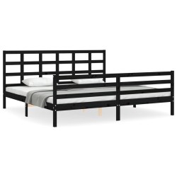 vidaXL Giroletto con Testiera Nero 6FT Super King in Legno Massello