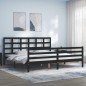 vidaXL Giroletto con Testiera Nero 6FT Super King in Legno Massello vidaXL Giroletto con Testiera Nero 6FT Super King in Legno Massello