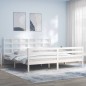 vidaXL Giroletto con Testiera Bianco 200x200 cm in Legno Massello vidaXL Giroletto con Testiera Bianco 200x200 cm in Legno Massello