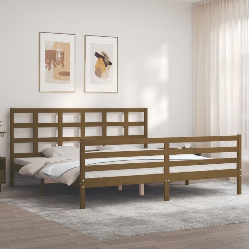 vidaXL Giroletto con Testiera Miele 200x200 cm in Legno Massello vidaXL Giroletto con Testiera Miele 200x200 cm in Legno Massello