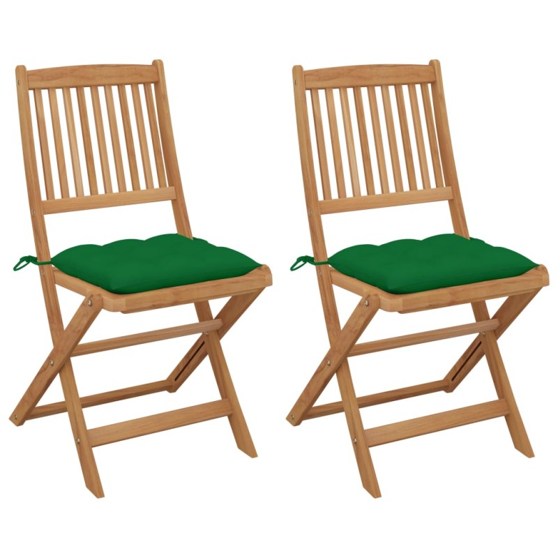 Sedie da Giardino Pieghevoli 2pz con Cuscini Massello d'Acacia Sedie da Giardino Pieghevoli 2pz con Cuscini Massello d'Acacia