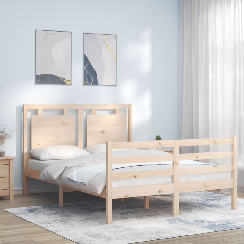 vidaXL Giroletto con Testiera 4FT Small Double in Legno Massello vidaXL Giroletto con Testiera 4FT Small Double in Legno Massello