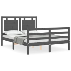 vidaXL Giroletto con Testiera Grigio 4FT Small Double Legno Massello