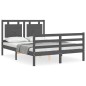 vidaXL Giroletto con Testiera Grigio 4FT Small Double Legno Massello