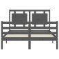 vidaXL Giroletto con Testiera Grigio 4FT Small Double Legno Massello