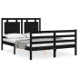vidaXL Giroletto con Testiera Nero 4FT Small Double in Legno Massello