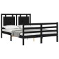vidaXL Giroletto con Testiera Nero 4FT Small Double in Legno Massello