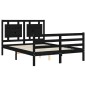 vidaXL Giroletto con Testiera Nero 4FT Small Double in Legno Massello