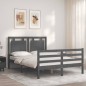 vidaXL Giroletto con Testiera Grigio 140x190 cm in Legno Massello vidaXL Giroletto con Testiera Grigio 140x190 cm in Legno Massello